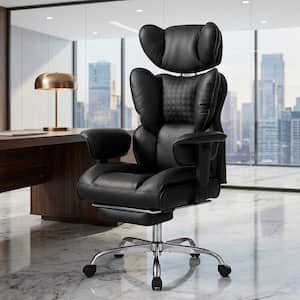 Big and Tall Faux Leather Ergonomic Reclining Executive Chair in Black with Adjustable Armrest