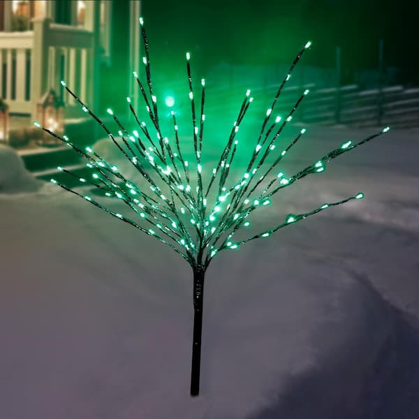 39 in. Tall Metallic Tree Stake with Green LED Lights