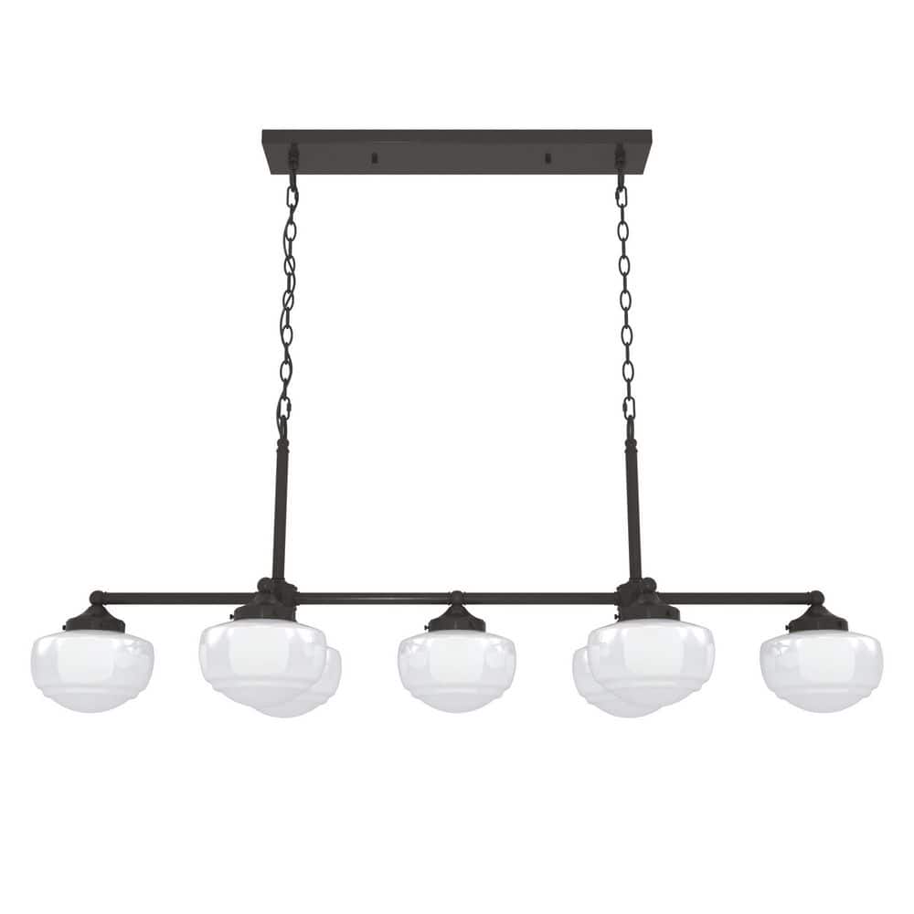 Noble Bronze 52" 7-Light Linear Chandelier with Glass Globes