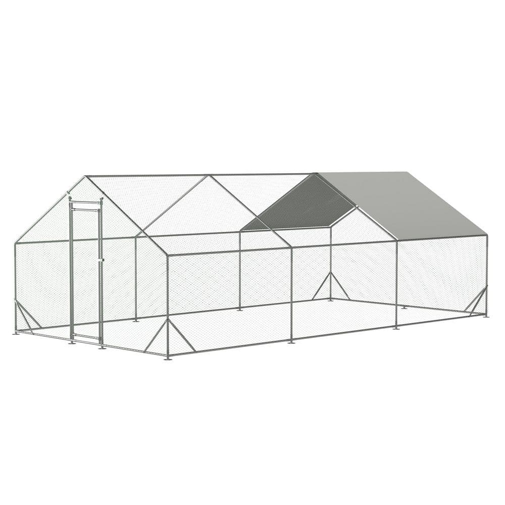 WTVWTV 19.5 ft. L x 9.7 ft. W x 6.4 ft. H Large Metal Chicken Coop