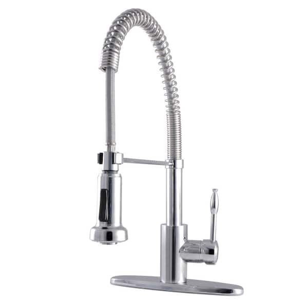 Kingston Brass Nustudio Single-Handle Pre-Rinse Pull Down Sprayer Kitchen Faucet in Polished Chrome