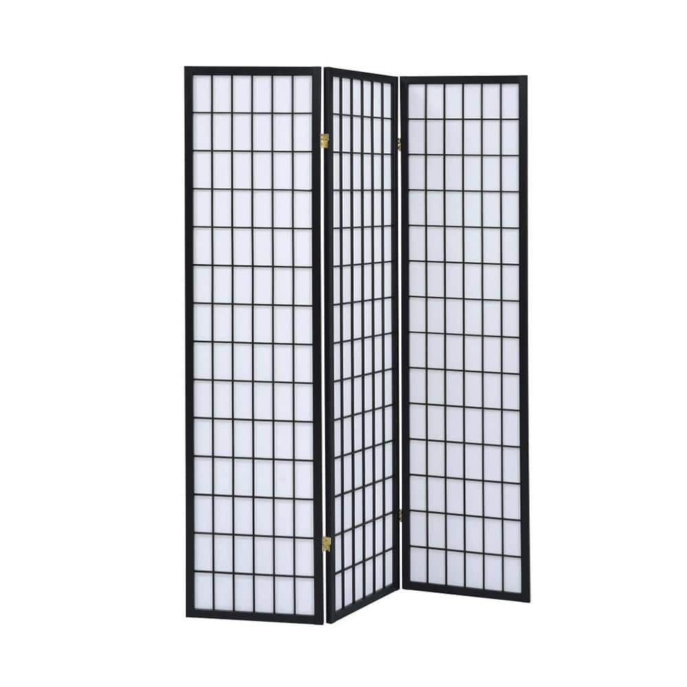 Olbia 3-Panel Folding Screen in Black and White