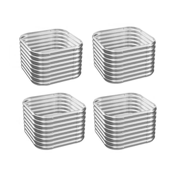 Outdoor Metal Planter (24 in. L x 24 in. W x 10 in. H) Decorative Pots, 4-Pack