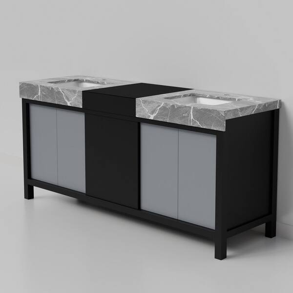 Lexora Zilara 72 in W x 22 in D Black and Grey Double Bath Vanity