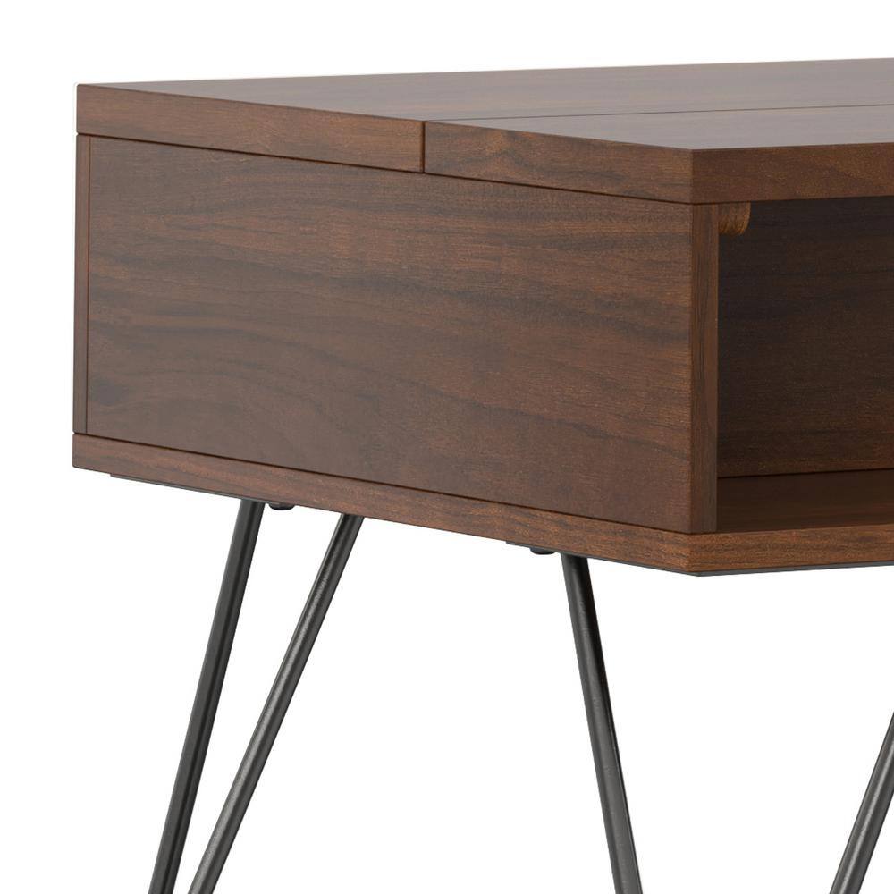 Walnut and Black Lift-Top Coffee Table with Storage