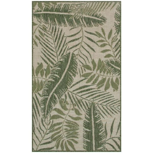 Nourison Garden Oasis Ivory Green 2 ft. x 4 ft. Nature-inspired Contemporary Area Rug