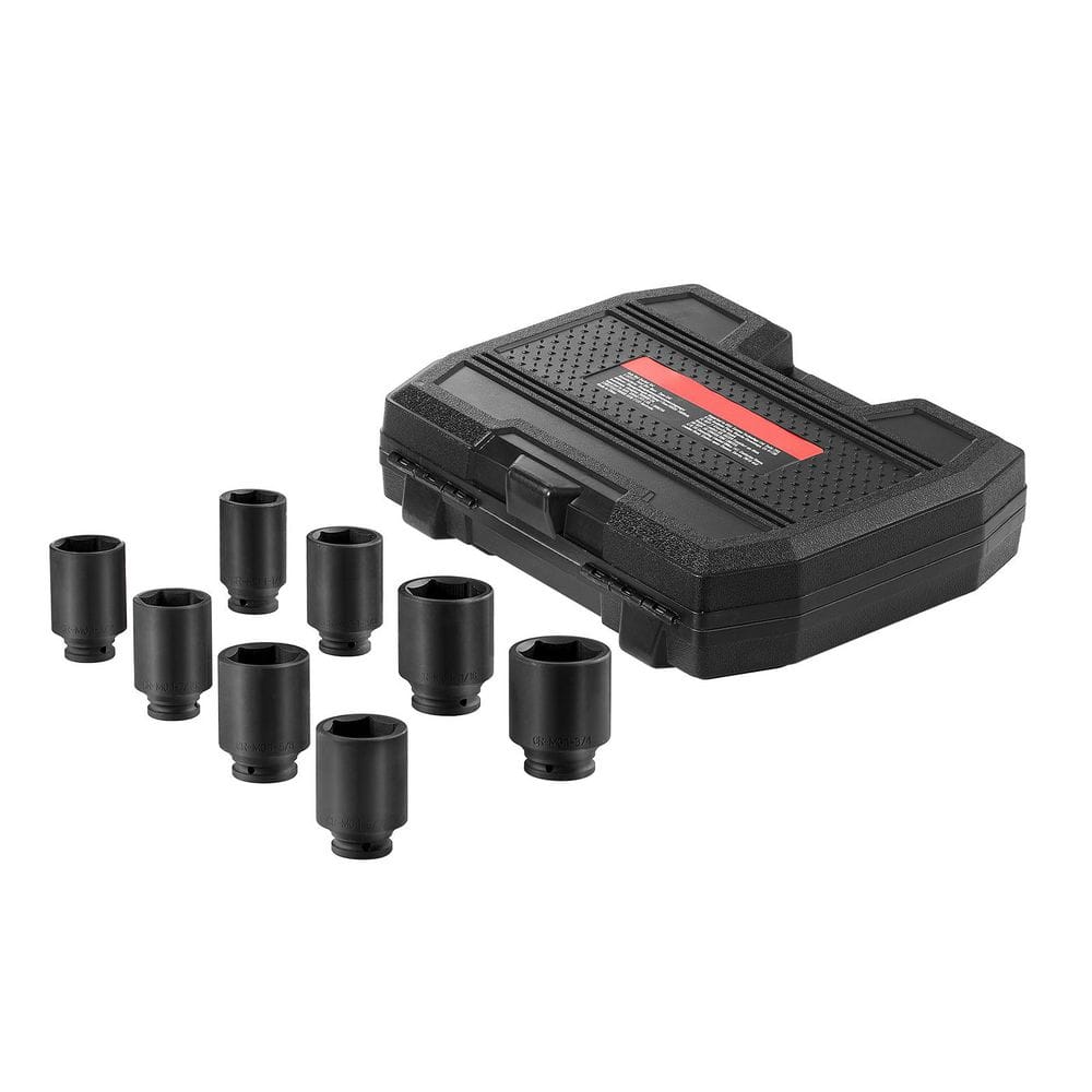 Axle Nut Impact Socket Set, 1/2 in. Drive Deep 12-Point 8-Piece Metric Spindle Nut Socket Set, CR-MO Heat Treated Set price history on PriceWatchPro