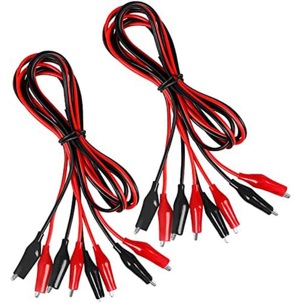 8-Piece Electrical Test Leads 1M Double-Ended Insulated Alligator Clips Red Black Jumper Wires Set for Circuit Testing