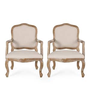 Joni Beige and Natural Upholstered Dining Armchair (Set of 2)