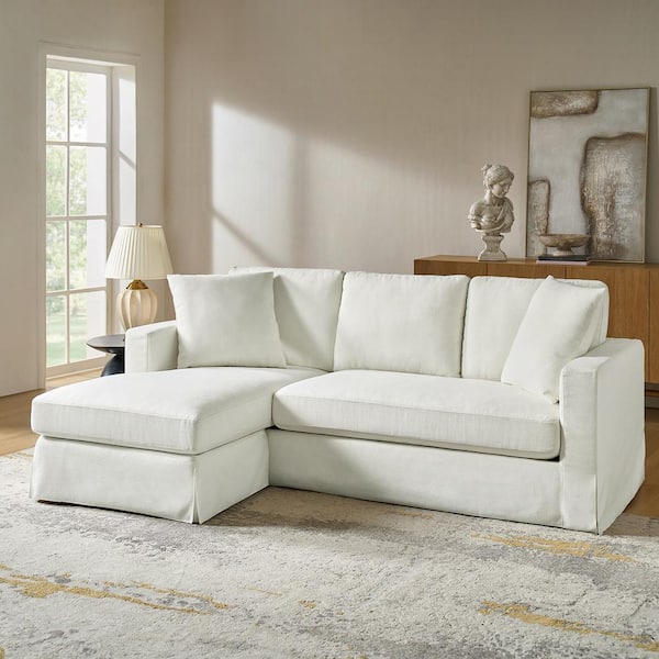 JAYDEN CREATION Solanna Modern White L-Shaped Polyester 85 in