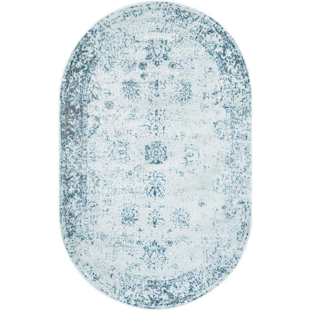 Unique Loom Sofia Casino Light Blue 5 ft. 3 in. x 8 ft. Area Rug ...