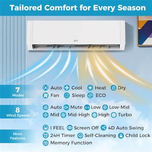 36K BTU 4 Zone 9K 12K BTU 21.5 SEER2 Mini Split Air Conditioner Work with Alexa