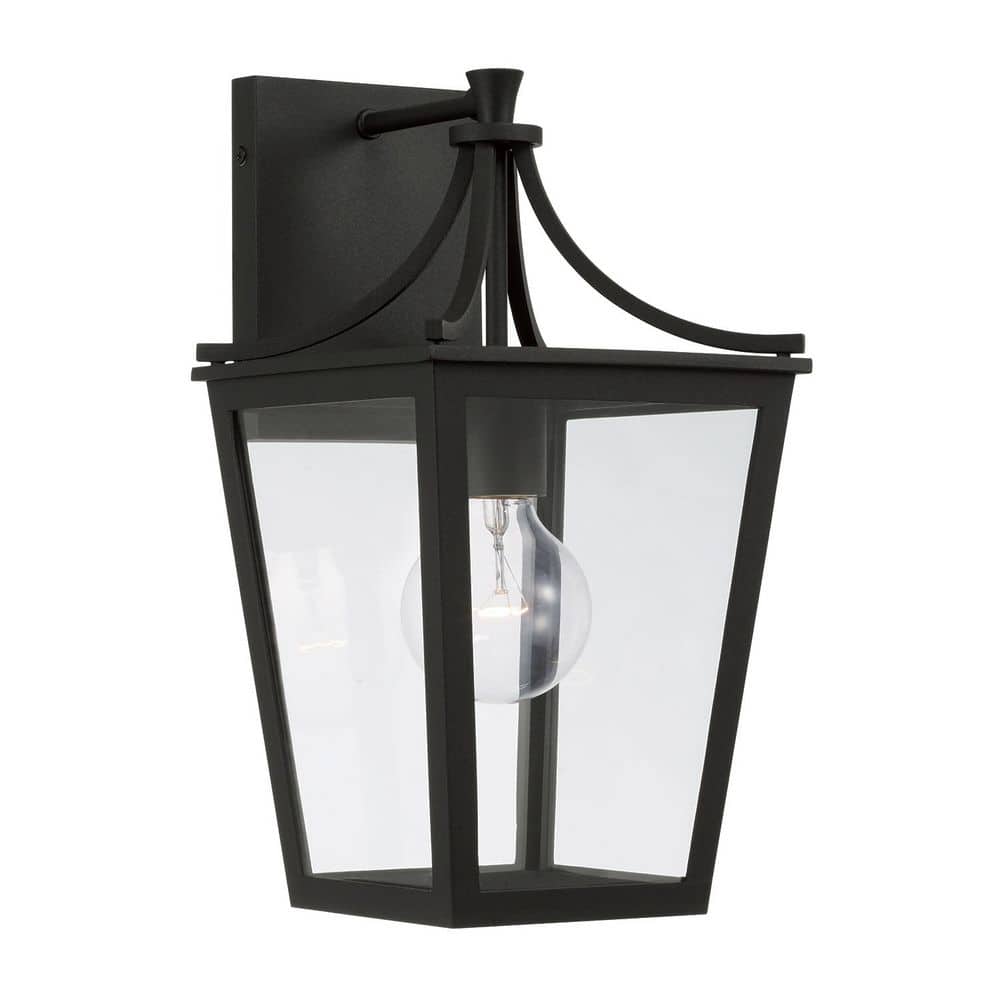 Adair 7.5 in. W x 14.25 in. H 1-Light Black Outdoor Hardwired Wall Lantern Sconce with Clear Glass and No Bulbs Included price history on PriceWatchPro