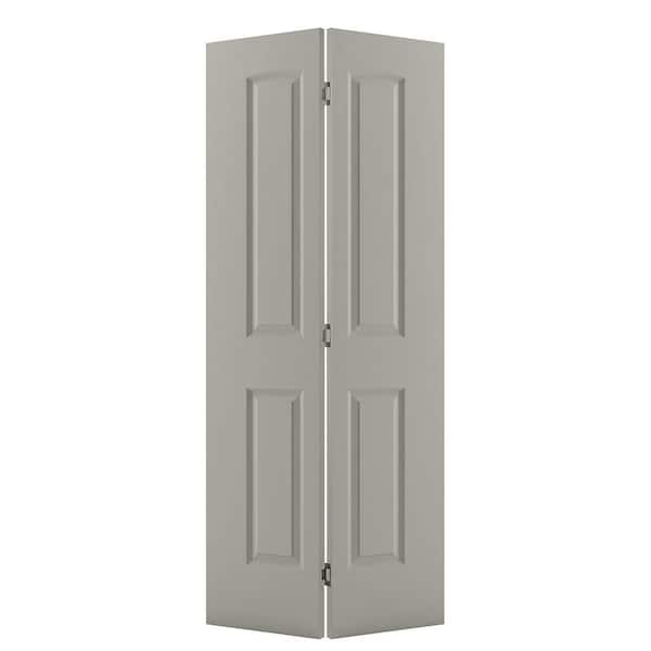 36 in. x 80 in. Caiman 2 Panel Vanilla Paint Hollow Core Molded Composite Closet Bi-Fold Door