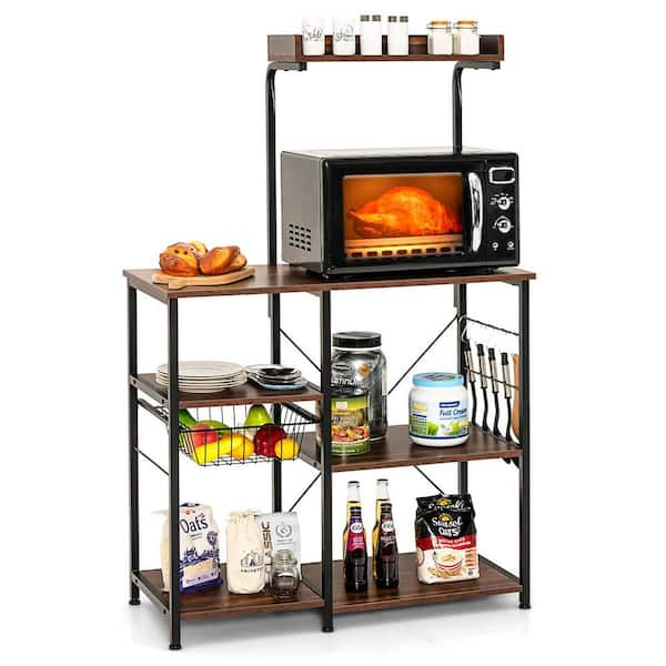 Gymax 5-Tier Kitchen Bakers Rack Microwave Stand Utility Storage Shelf  Organizer