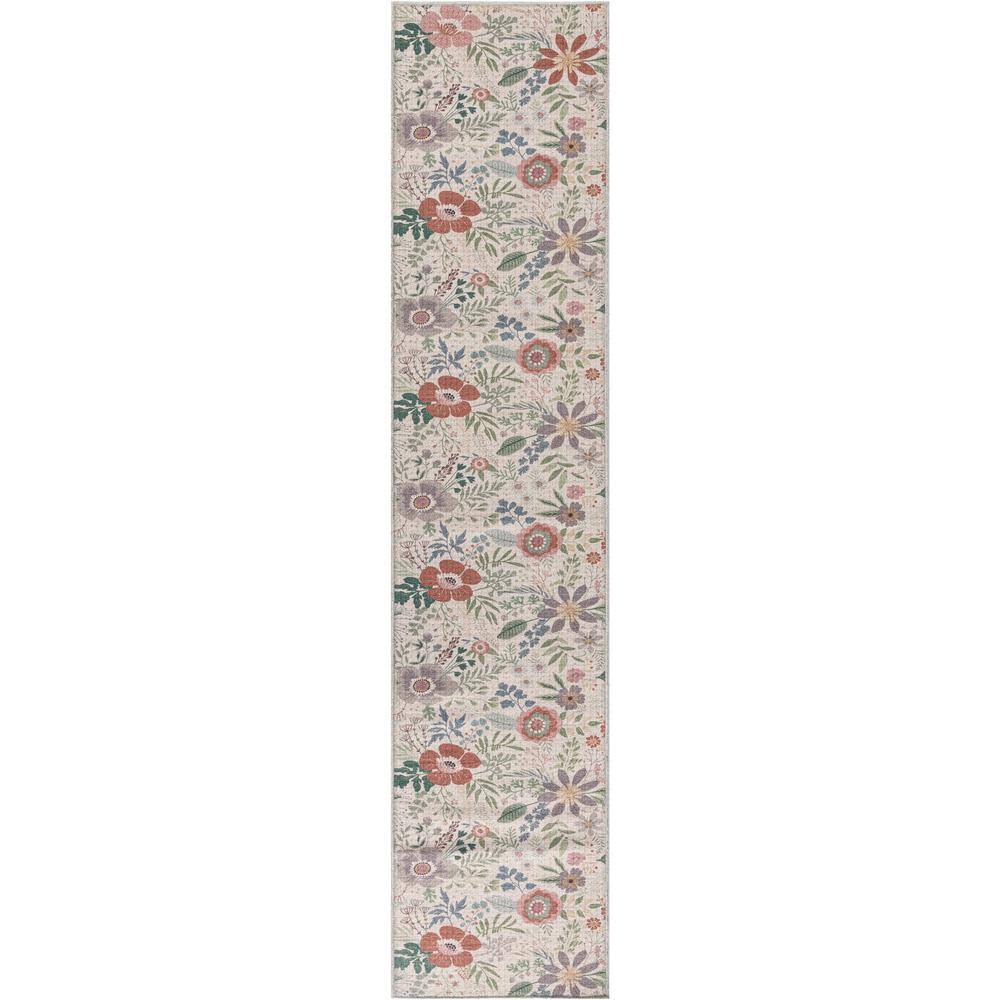 Washables Cream Multicolor 2 ft. x 8 ft. Botanical Traditional Runner Area Rug price history on PriceWatchPro
