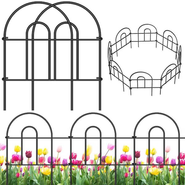 18 in. x 50 ft. No Dig Rustproof Metal Decorative Garden Fences and Borders for Dogs Animal Barrier, Black (35-Pack)