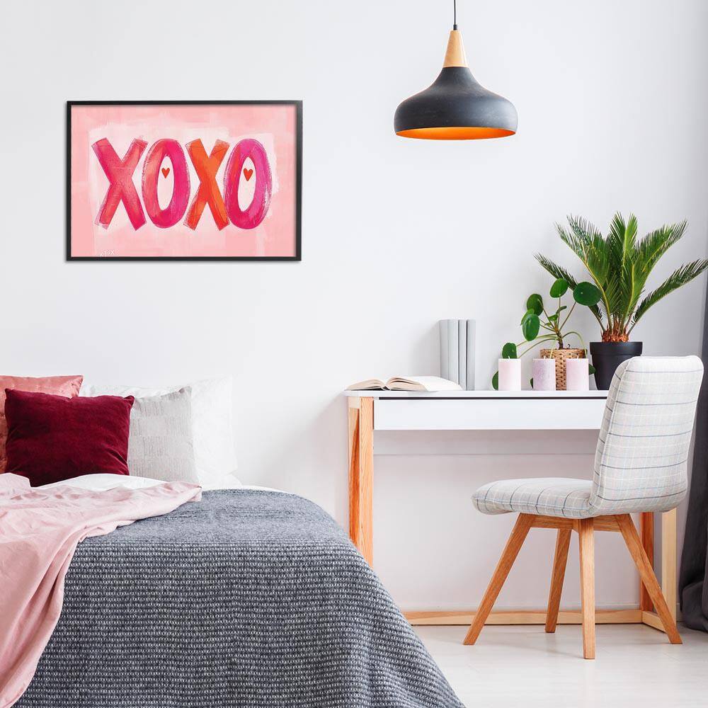 Pink XOXO with Hearts by LSR Design Studio Black Framed Typography Giclee Art Print 20 in. x 30 in. price history on PriceWatchPro