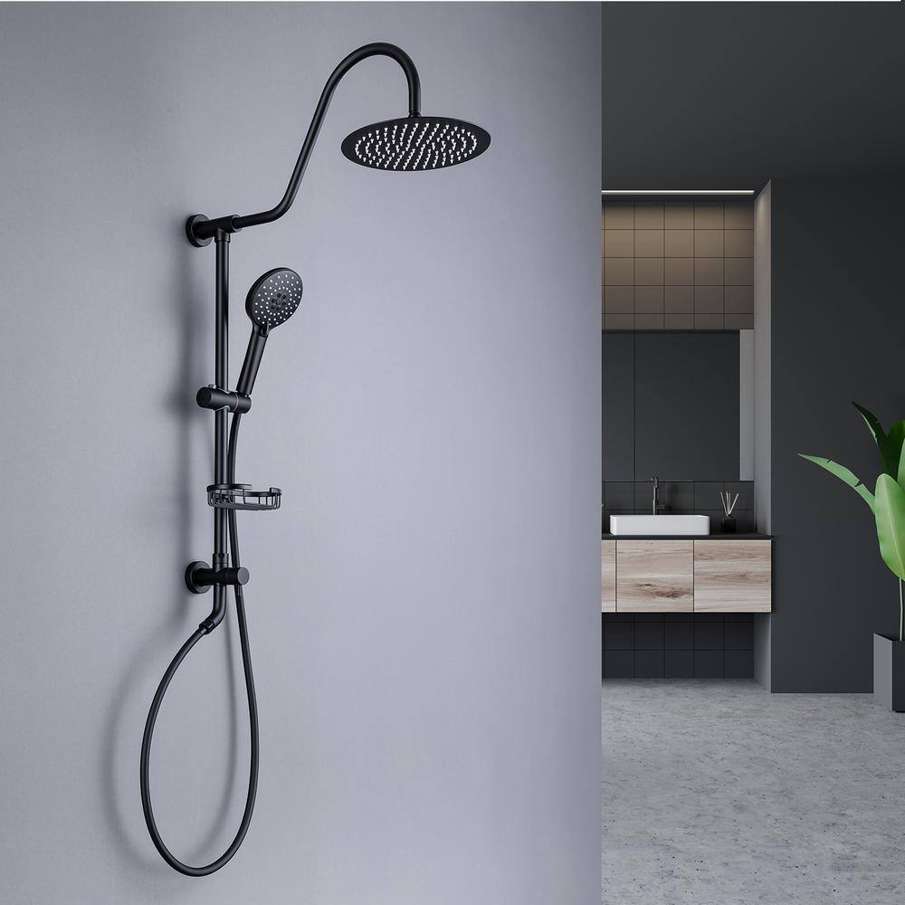 Matte Black Adjustable Height Rain Shower System with Handheld