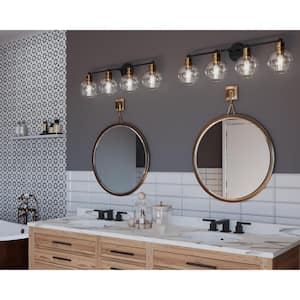 Details about   NIB Nice Bathroom 23" Bronze 4-Lite VANITY LIGHT glass shades NOT included 