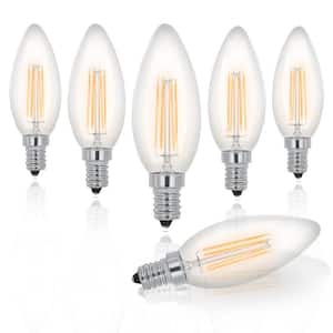 4-Watt (40-Watt Equivalent), B10 LED, Dimmable Light Bulb, Warm White Base E12/Candelabra Base 2700K (Set of 6)
