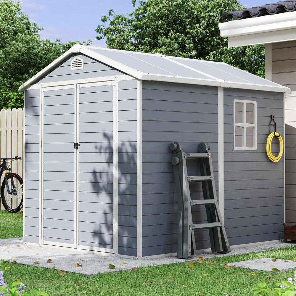 Sizzim 6 ft. W x 8 ft. D Plastic Storage Resin Shed with Floor