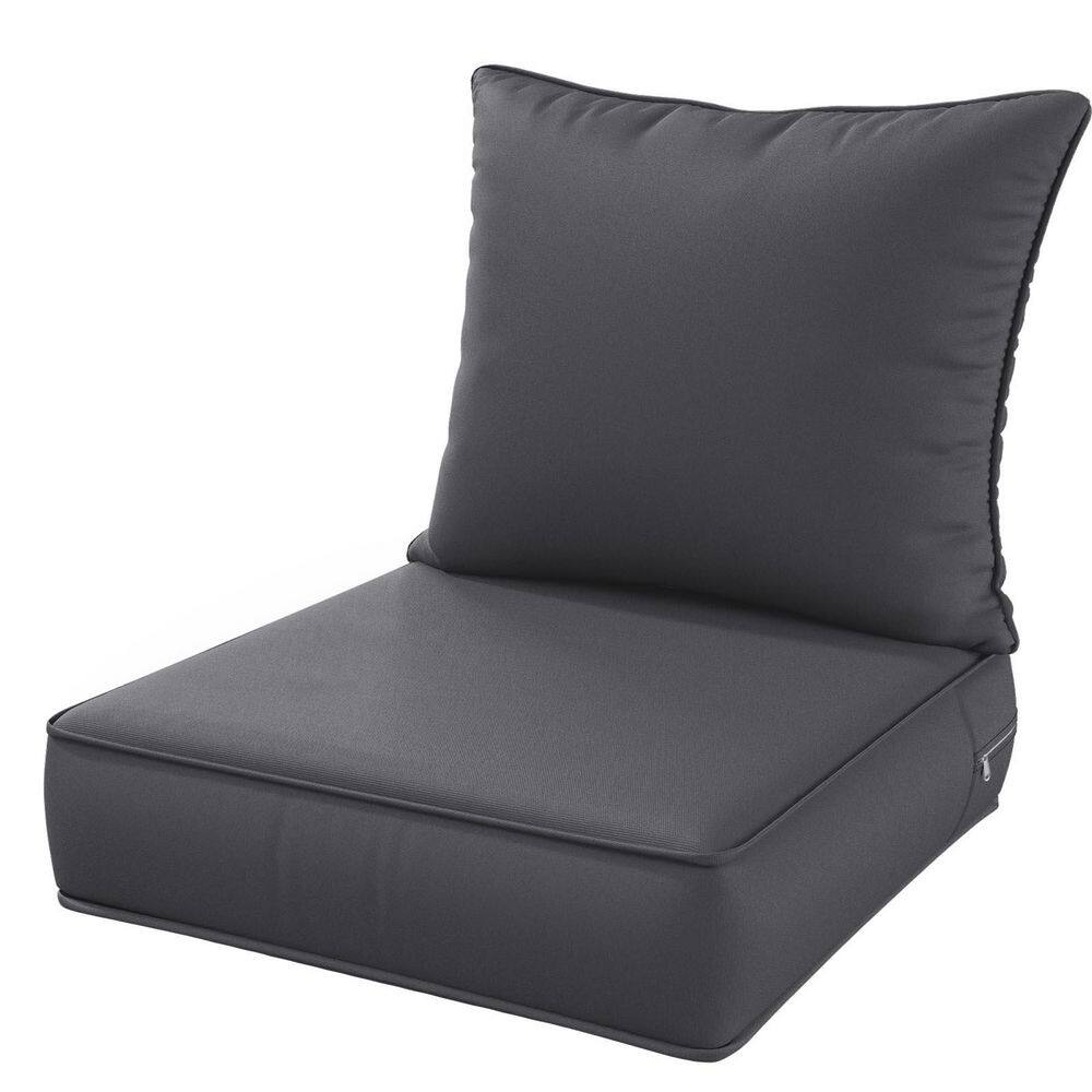 24 in. x 24 in. x 5 in. Square Outdoor Deep Seating Cushion Set Seat and Back Cushion for Chair and Sofa Grey price history on PriceWatchPro