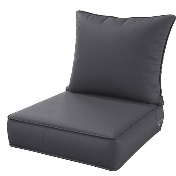 WNP 24 in. x 24 in. x 5 in. Square Outdoor Deep Seating Cushion Set Seat and Back Cushion for Chair and Sofa Grey