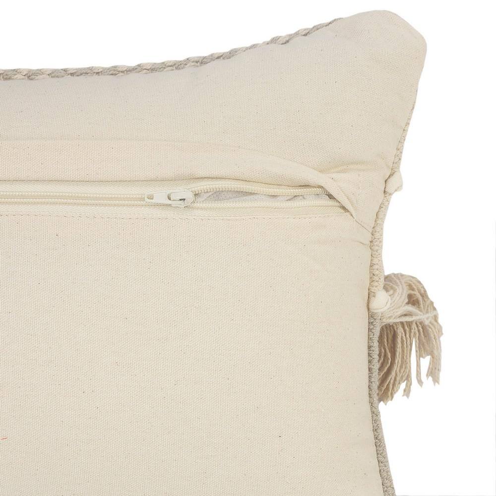 Beige Rectangular Woven Polyester Throw Pillow, 14" x 36"