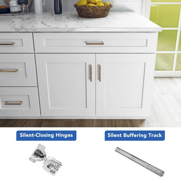 36 in. W x 24 in. D x 34.5 in. H Ready to Assemble Solid Wood Shaker Base Kitchen Cabinet in White