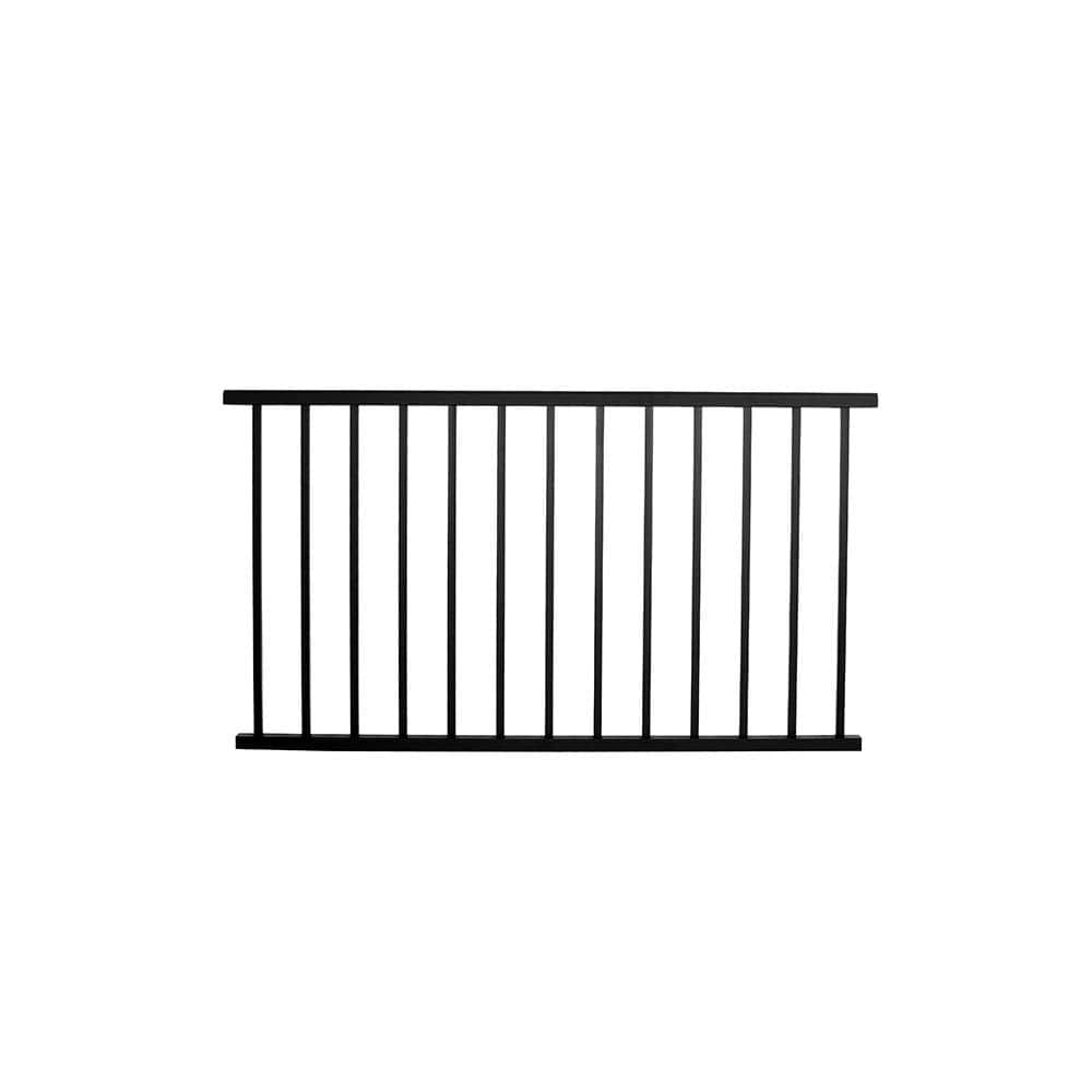 WESTBURY 60 in. x 36 in. Black Aluminum Tuscany Stair Railing Kit-Level ...