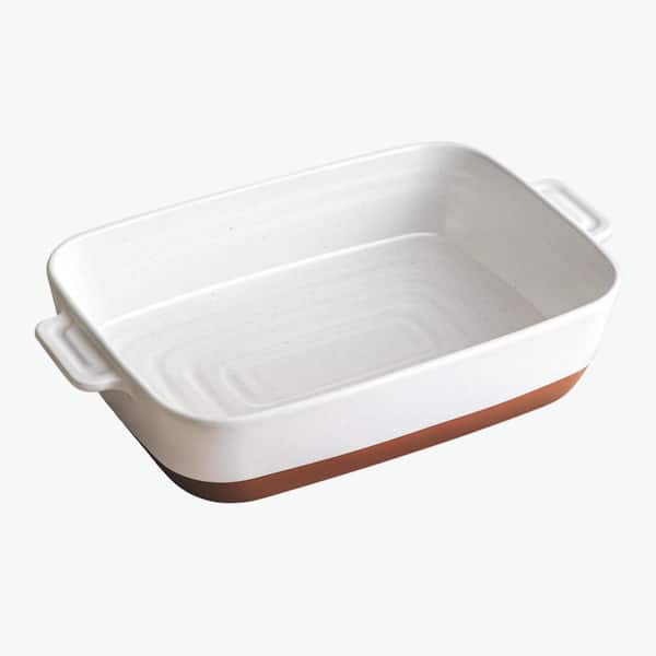 4.3 Quart Deep Rectangular Ceramic Baking Dish with Handles Oven Safe Casserole Pan for Roasting Lasagna
