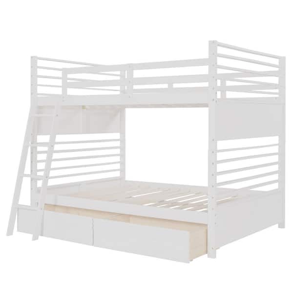 Polibi White Full over Full Wood Bunk Bed with 2 Drawers MBWBB2DWFF The Home Depot