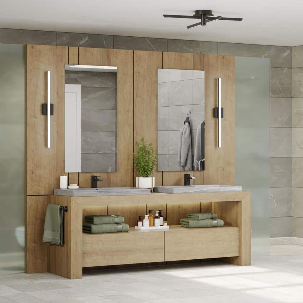 Phase 4 Collection 32 in. Matte Black Large Modern Integrated 3CCT Integrated 1-Light LED Linear Vanity Light price history on PriceWatchPro