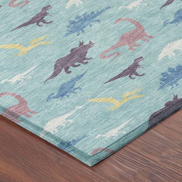 Chantille Machine Washable Indoor/Outdoor Abstract ACN2622 Aqua 2 ft. x 3 ft. Accent Rug