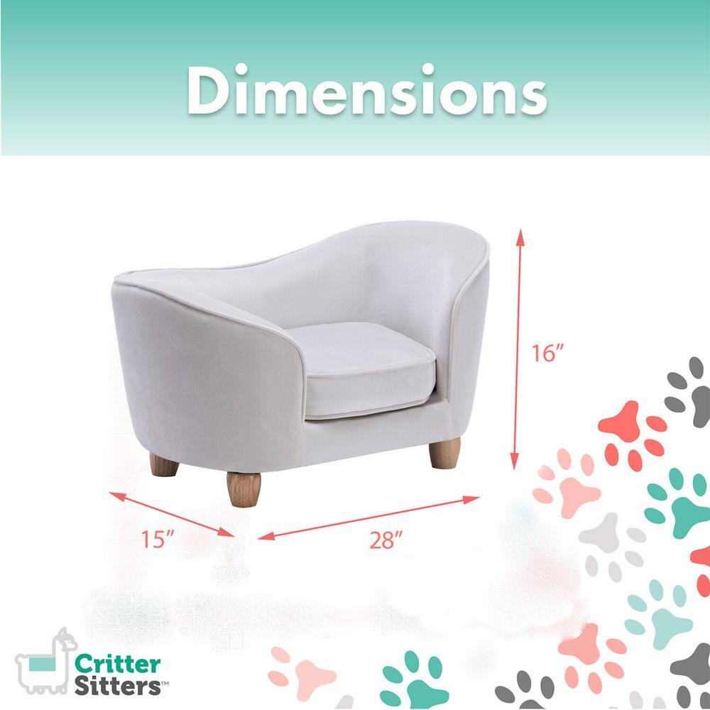 Cream Faux-Velvet Elevated Pet Sofa for Small Pets