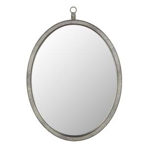 23.6 in. W x 30 in. H Oval Framed Wall Bathroom Vanity Mirror in Pewter