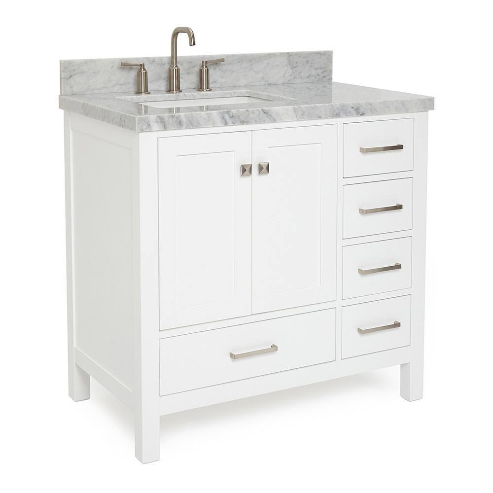 Cambridge White Marble Top Single Sink Bathroom Vanity