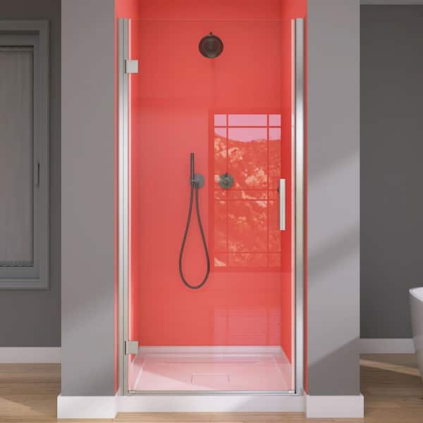 36 to 37-1/4 in. W x72 in. H Frameless Shower Door Left Hinged Pivot Swing Single Door in Chrome Clear Glass