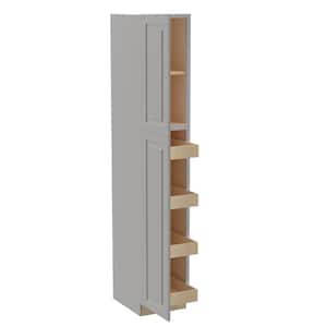 Grayson Pearl Gray Painted Plywood Shaker Assembled Pantry Kitchen Cabinet 4 ROT Soft Close 18 in W x 24 in D x 96 in H