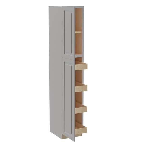 Home Decorators Collection Grayson 18 in. W x 24 in. D x 96 in. H Assembled Plywood Pantry Kitchen Cabinet in Pearl Gray with 4ROT Soft Close LH