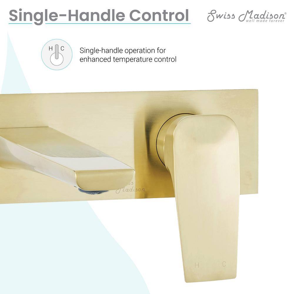 Monaco Brushed Gold Wall-Mount Single-Handle Bathroom Faucet