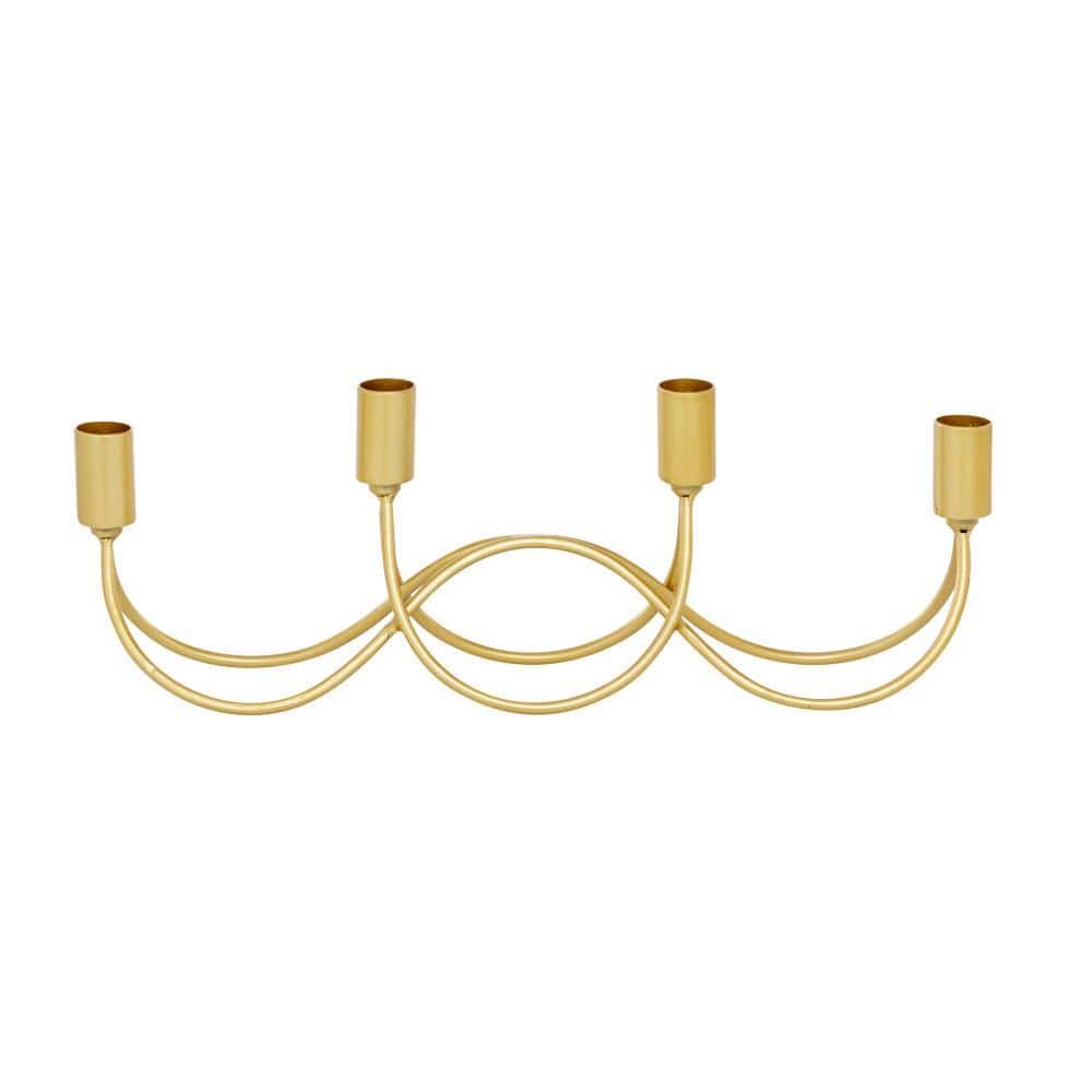 Gold Metal 4-Holder Arched Contemporary Candelabra