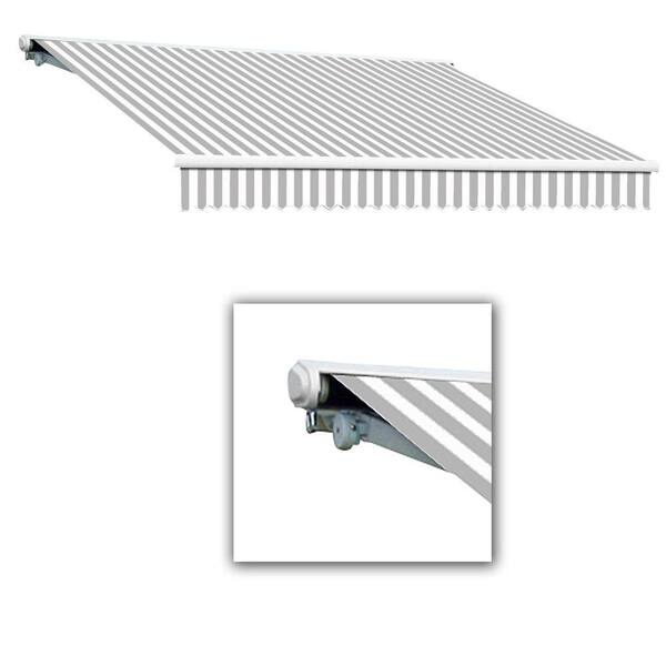 AWNTECH 24 ft. Galveston Semi-Cassette Right Motor with Remote Retractable Awning (120 in. Projection) Gray/White