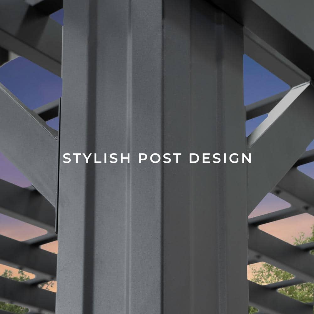 Stratford 14' x 10' Black Steel Pergola with Canopy