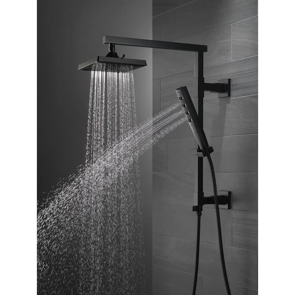 4-Spray Patterns 1.75 GPM 1.43 in. Wall Mount Handheld Shower Head with H2Okinetic in Matte Black