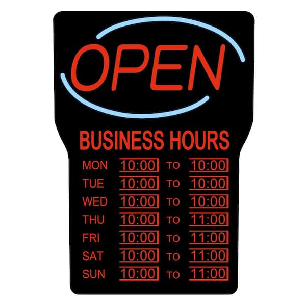 Royal Sovereign 15 In X 24 In Led Open Sign With Business Hours Rsb 1342e The Home Depot