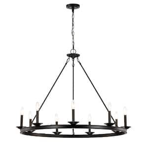 TUXEDO PARK LIGHTING 60 in. W x 26 in. H 6-Light Matte Black Chandelier ...