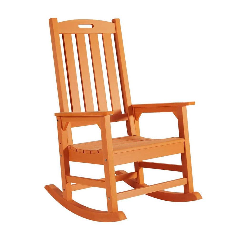Orange Plastic Oversized Outdoor Rocking Chair