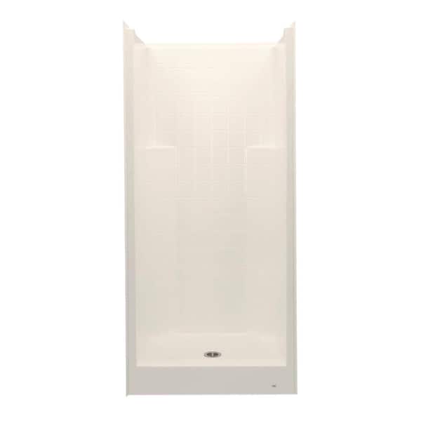 Aquatic Everyday Diagonal Tile 36 in. x 36 in. x 76 in. 1-Piece Shower Stall with Center Drain in Bone